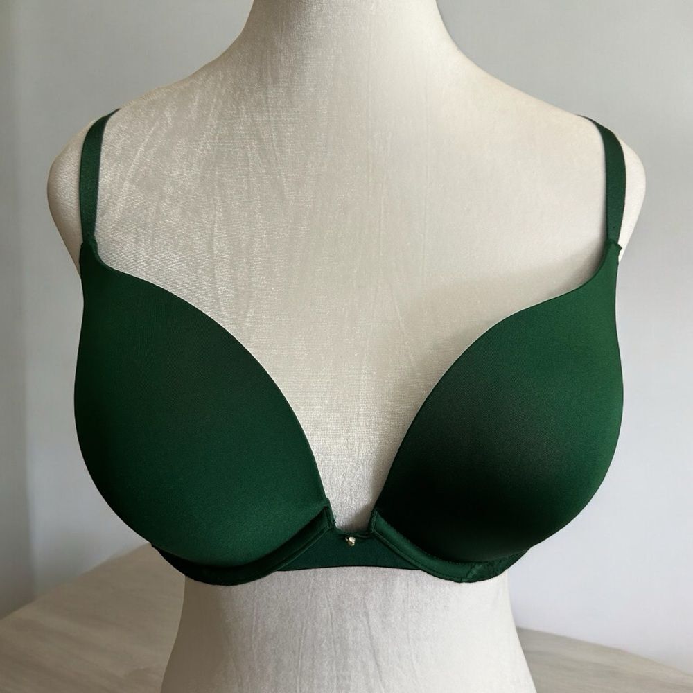 Gilligan & O'Malley Plunge Push-Up‎ Bra Womens 36D Green Lace Underwire Daily